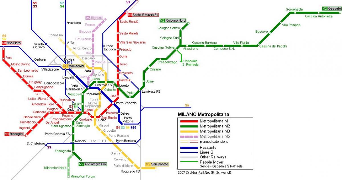 милан метроны газрын зураг 2016