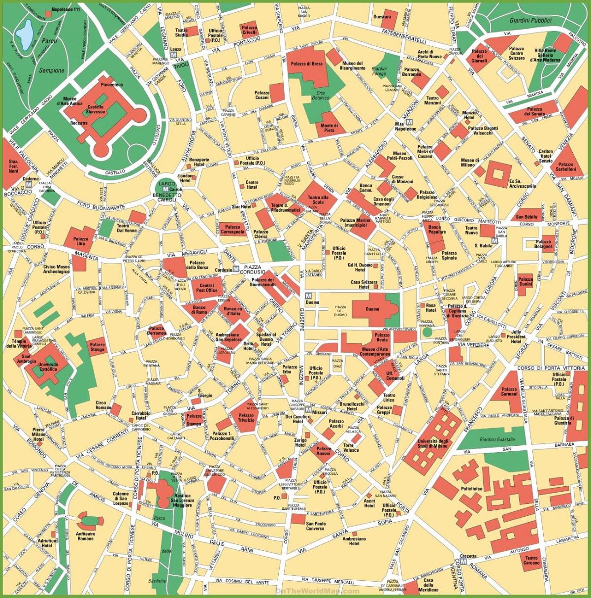 милан хотын газрын зураг