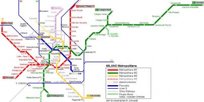 Милан метроны газрын зураг 2016